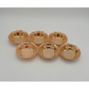 Vintage Fire King Peach Luster Laurel Leaf Berry Bowls 4.75" Diameter Set of 6‎
